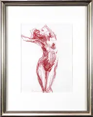 Femal Nude Study by Kim Frohsin, 1990, pastel on paper, sold Apr 2022