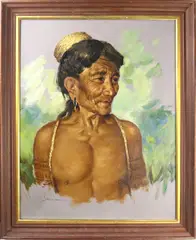 Igorot Native by Serafin Serna, oil on canvas, sold Apr 2022