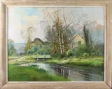 River Landscape by Eugène Galien-Laloue, oil on canvas, sold Apr 2022