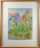 Landscape by Florence Ludins Katz, 1971, watercolor and ink on paper, sold Apr 2022