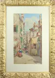 Street Scene by Vitto Rezzonico, watercolor on paper, sold Apr 2022