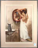 Woman in Front of Mirror by Cayetano de Arquer Buigas, lithograph in colors, sold Apr 2022