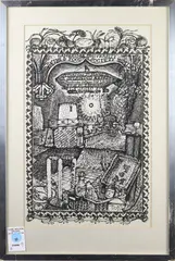 Untitled by Jon Harris, ink and marker on paper board, sold Apr 2022