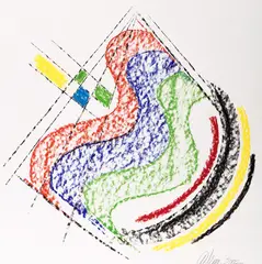 Two Untitled Abstracts by Dieter Hastenteufel, two colour pastels on paper, sold Jul 2026