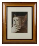 titled "Cat with Mask" verso by Monique Passicot, pastel, sold Aug 2024