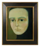 titled "Portrait of Nobody" verso by Monique Passicot, oil on canvas, sold Aug 2024