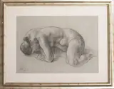 Recumbent Nude Woman by Francisco Zúñiga, Charcoal on Paper, sold Feb 2024