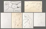 Six Nude Woman Studies by Norman Carton, Ink on Paper, sold Feb 2024