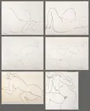 Six Nude Woman Studies by Norman Carton, Ink on Paper, sold Feb 2024