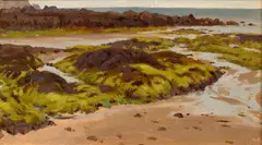 Coastal landscape by Ernest Waterlow, oil, sold Apr 2023