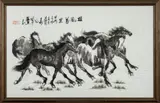 Running horses by Su Li, Ink drawing on paper, offered Apr 2023