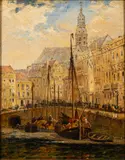 Quai van Metterin by Arthur Joseph Meadows, oil, sold Jan 2023