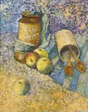 Kitchen Collection by Christine Pratt, oil, sold Jan 2023