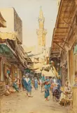 Bazaar scene by Walter Tyndale, watercolor, sold Jan 2023