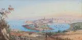 A harbour view by Gianni Bonello, gouache on paper, sold Jan 2023