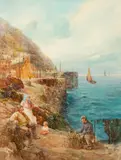 Fisherfolk by Walter Henry Sweet, watercolor, sold Jan 2023