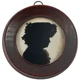 A reverse painted profile of a lady facing right by Charles Rosenberg of Bath, watercolor, offered Jan 2023