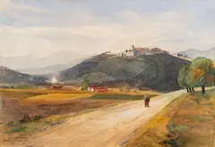 Mougins South of France by Bernard Walter Evans, pencil, sold Jan 2023