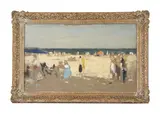 Scene de plage by Henri André Martin, oil, sold Feb 2023