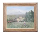 Picking flowers in the meadow by Gustave Colin, oil, sold Feb 2023