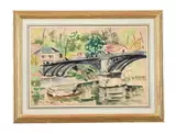 Boating under the bridge by Paul Maze, oil, sold Feb 2023