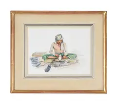 The cobbler by Graham Rust, watercolor, offered Feb 2023