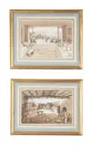 A sitting room overlooking a terrace by Graham Rust, 1973, watercolor, sold Feb 2023