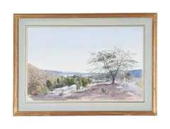 Figures on a road to jaipur by Graham Rust, watercolor, sold Feb 2023