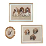 Portrait of a basset hound and two other works by Mary Browning, watercolor, sold Feb 2023