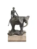 A signed limeted ediiton bronze model of a boy riding an elephant by Jane Hamilton, BRONZE, sold Feb 2023