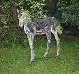 A driftwood model of a standing horse by Heather Jansch, sculpture, sold Feb 2023