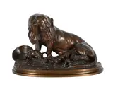 A bronze model of a basset hound and her puppies by Clovis-Edmond Masson, BRONZE, sold Feb 2023
