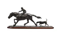 A bronze group of a pony, boy jockey, and hound by Philip Blacker, BRONZE, sold Feb 2023