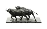 A bronze group of cape buffalo by Robert Glen, BRONZE, sold Feb 2023