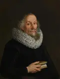 Portrait of a man, aged 60, holding a book by Gottfried Libalt, oil, sold Dec 2022