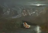 Moses in the bulrushes by Gustave Doré, oil, sold Dec 2022