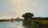 Morning on the thames by Edwin Henry Boddington, oil, sold Dec 2022