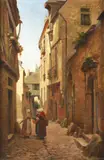A street in brittany by Thomas David, oil, offered Dec 2022