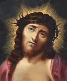 Christ with the crown of thorns by Paul Ernst Gebauer, Oil on white metal, unframedSigned and dated `1825', offered Dec 2022