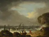 Fisherfolk on a beach by George Morland, oil, sold Dec 2022