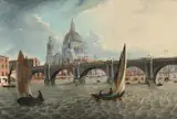 Nelson's funeral procession passing blackfriars bridge by Daniel Turner, oil, sold Dec 2022