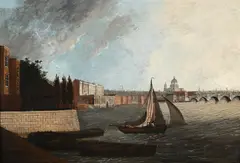 The thames with somerset house and st paul's cathedral by Daniel Turner, oil, sold Dec 2022