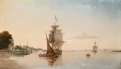 A view of pill on the avon with the bristol channel and the welsh by Joseph Walter, oil, sold Dec 2022