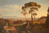 A view of rome with monte mario by Thomas Dessoulavy, 1860, oil, sold Dec 2022