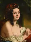 Portrait of a roman lady by George Henry Harlow, oil, offered Dec 2022