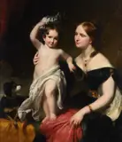 Portrait of mrs. robinson and her son by George Henry Harlow, oil, offered Dec 2022