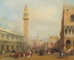Saint mark's square by David Roberts, oil, sold Dec 2022