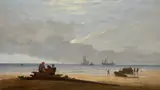 Sea shore, morning by Alfred Stannard, oil, sold Dec 2022
