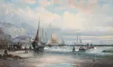 Shipping off scarborough by Georges William Thornley, oil, sold Dec 2022