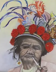 Study of a South American female elder smoking a pipe by W.R Earthrowl, watercolour on paper, sold Jul 2023
